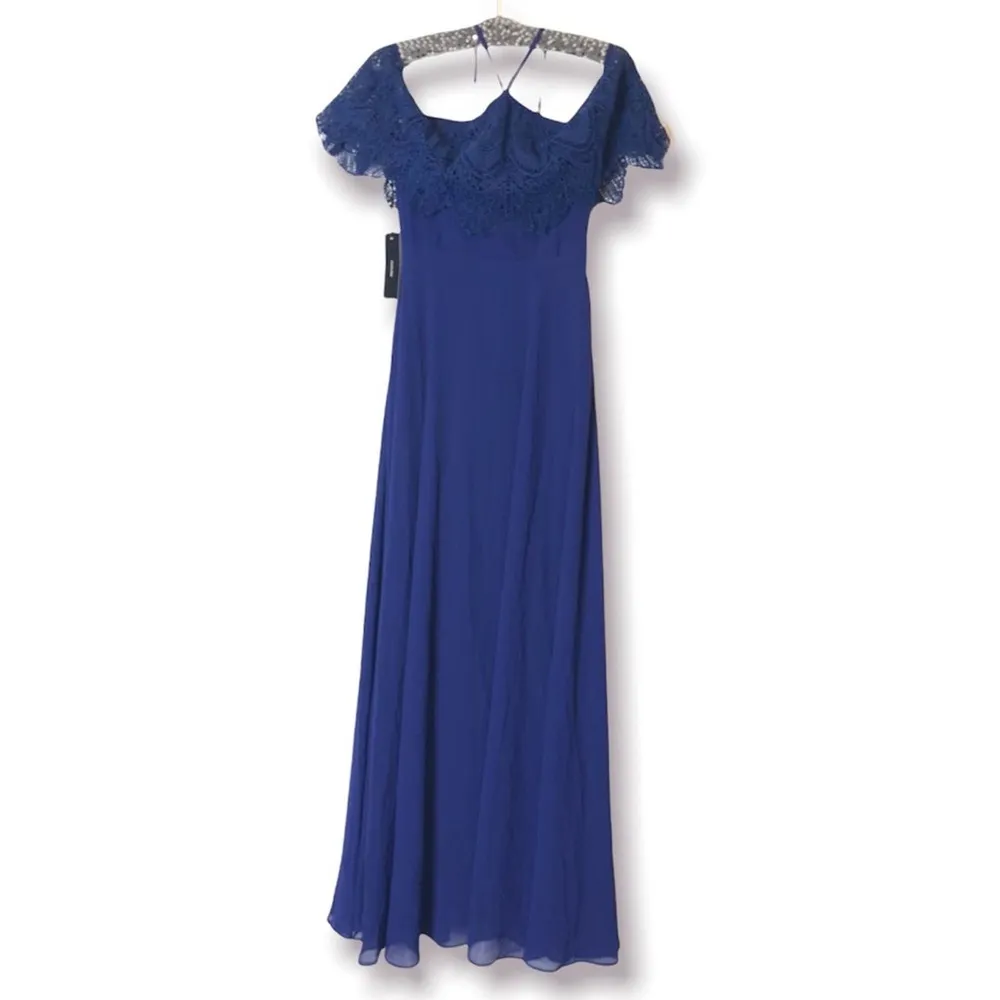 NWT Lulu’s Unmatched Beauty Navy Blue Lace Off-the-Shoulder Dress sz XS - Image 6