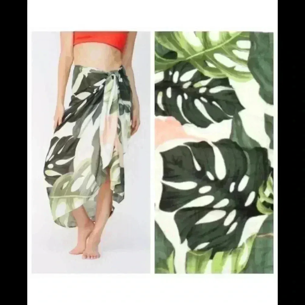 Virginia wolf rose and leaf multi wear wrap Green - Image 11