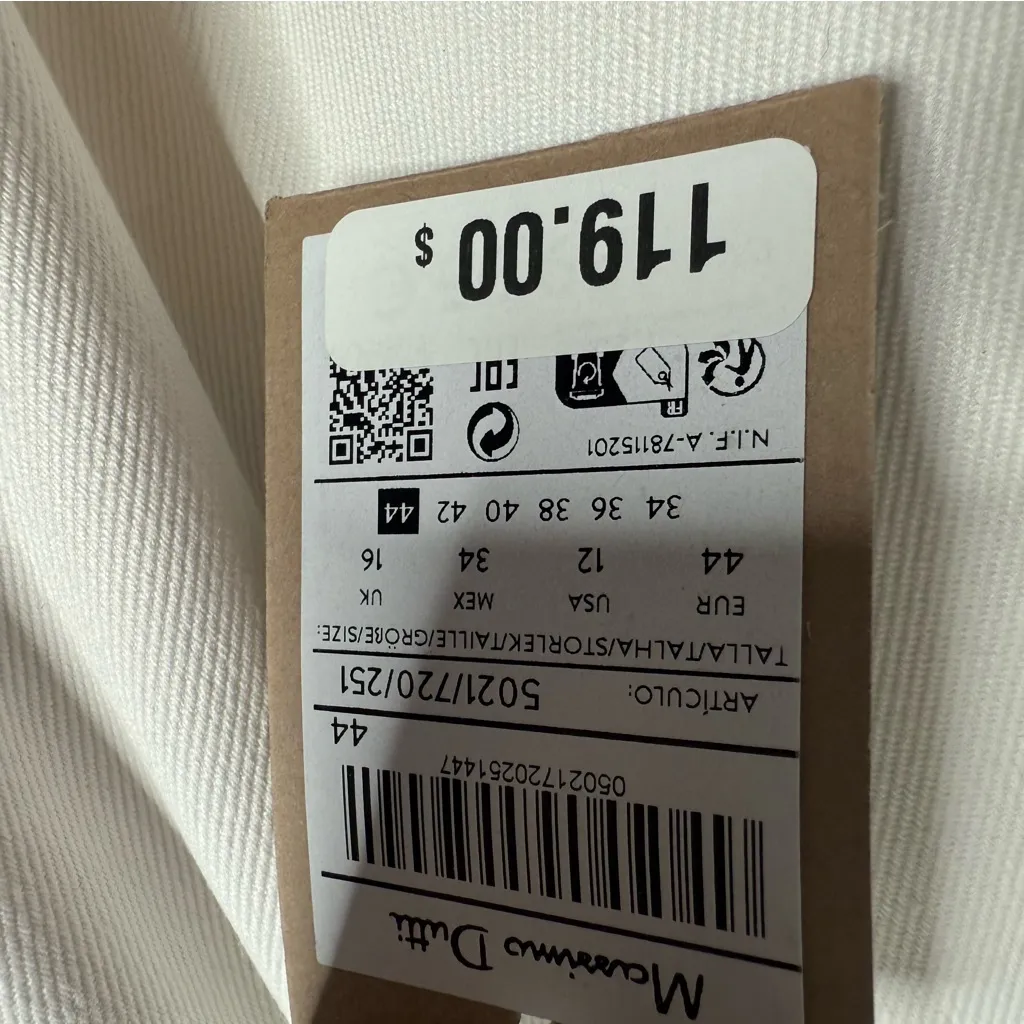 NWT Massimo Dutti Wide Leg Trousers Pleated‎ Front In Cream Size 12 - Image 6