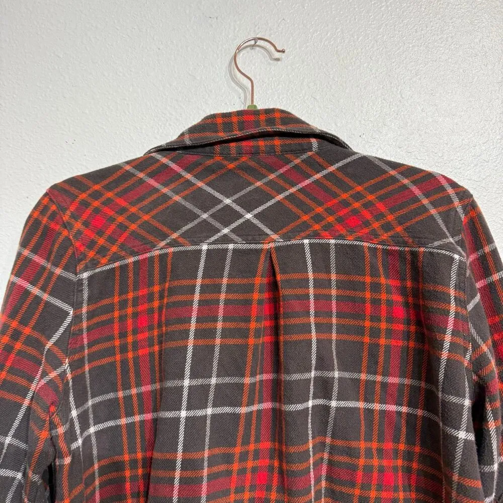 Woolrich Brown Plaid Button Down Shaket Sz M - Image 12