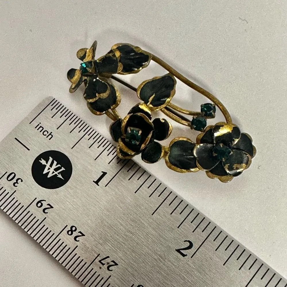 vintage Austrian floral enamel brooch - Image 9