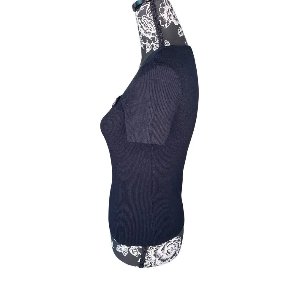 Vintage Requirements Ribbed Knit Sweater T shirt Buckle Office Business Workwear - Image 3