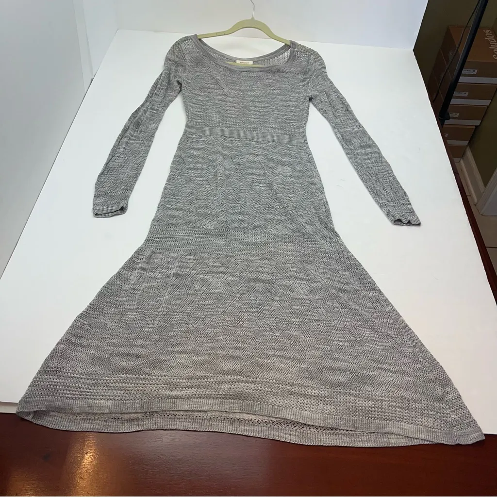 Sundance Sweater Dress Size Medium Gray Crochet Open Knit Boho Long‎ Sleeve - Image 8