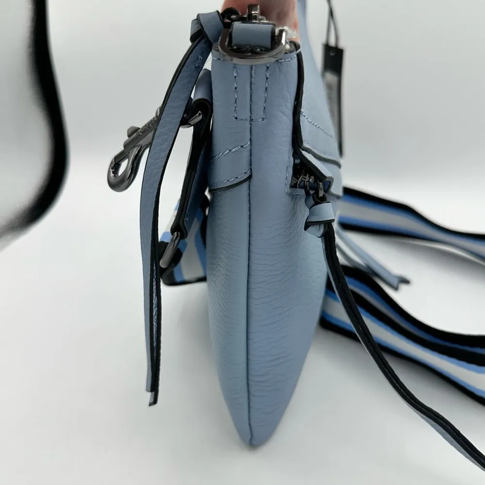 Botkier Trigger Flat Zip Crossbody in Blue Cadet Stripe Camera Strap NWT - Image 6