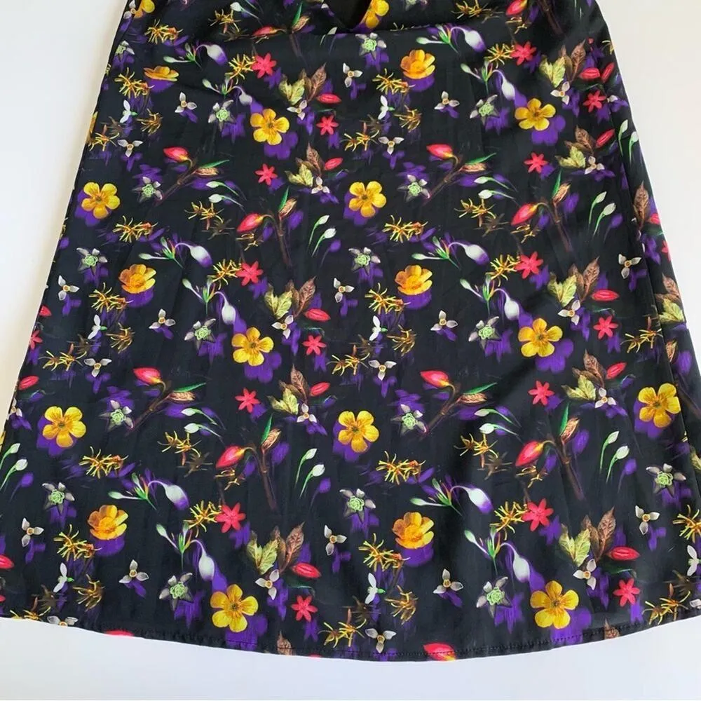 Topshop Midnight Floral Black Multicolor Boho Style Shift Slip Mini Dress US 4 - Image 11