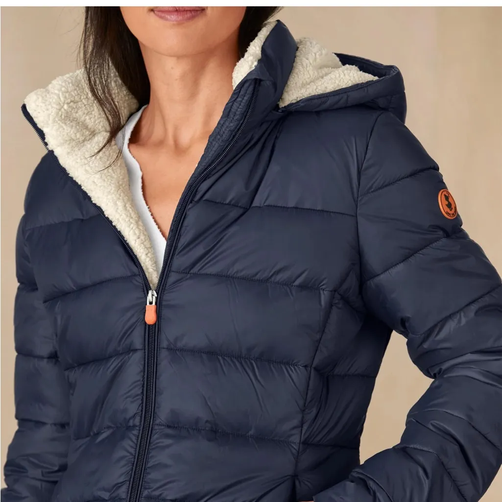 Women's Navy Puffer Jacket Blue Size XS - Image 3