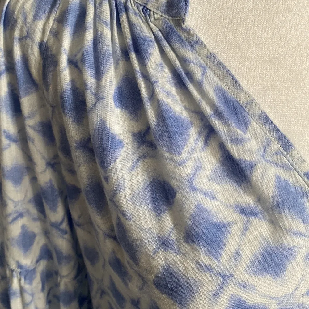 NEW Gap Factory Outlet Women’s Diamond Print 3/4 Sleeve Peasant Blouse Blue Size XS - Image 4