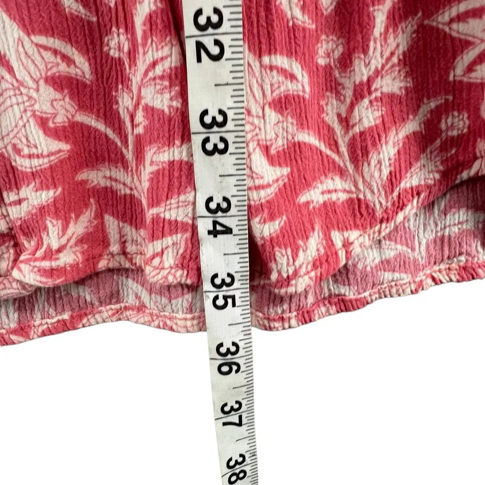 Knox Rose Dress Womens M Pink White Floral Button Front Sleeveless Smocked Boho - Image 8