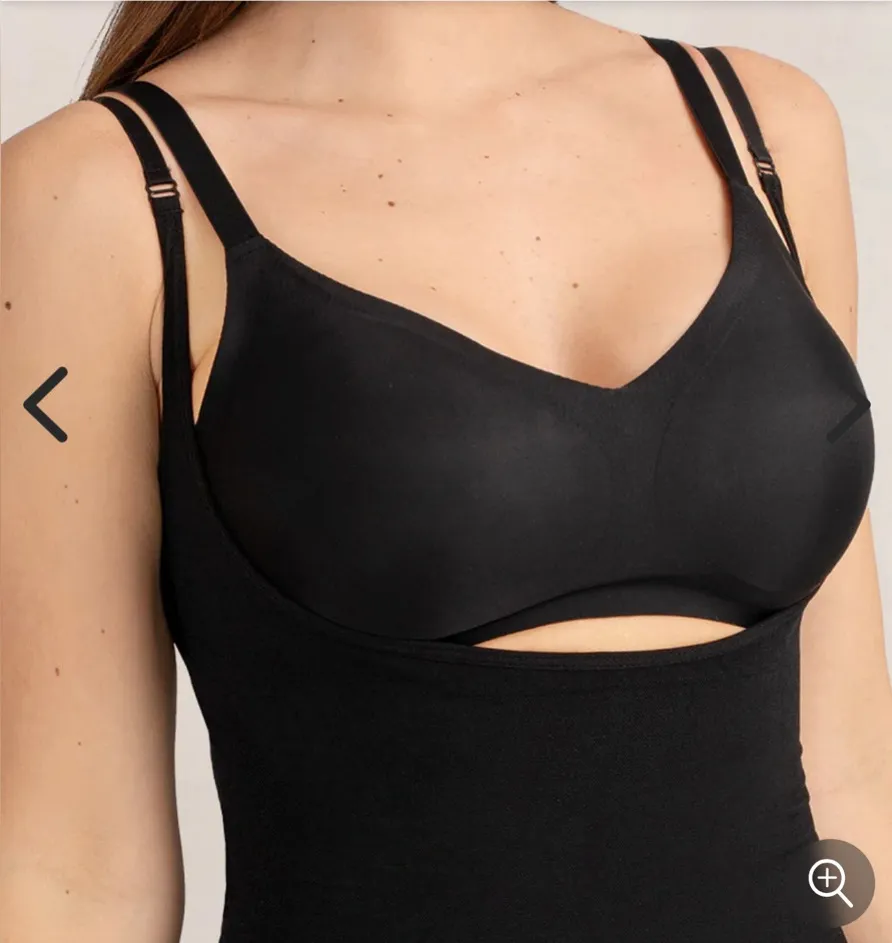 Shapermint Essentials Open Bust Bodysuit Shaper Shorts Med Black Shapewear NWT - Image 1