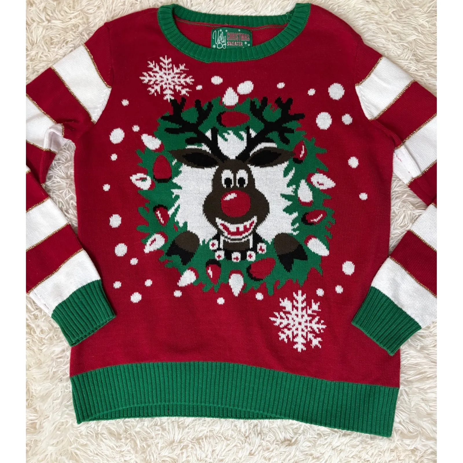 Ugly Christmas Sweater Reindeer Holiday Snowflakes Festive Party - Medium - Image 2