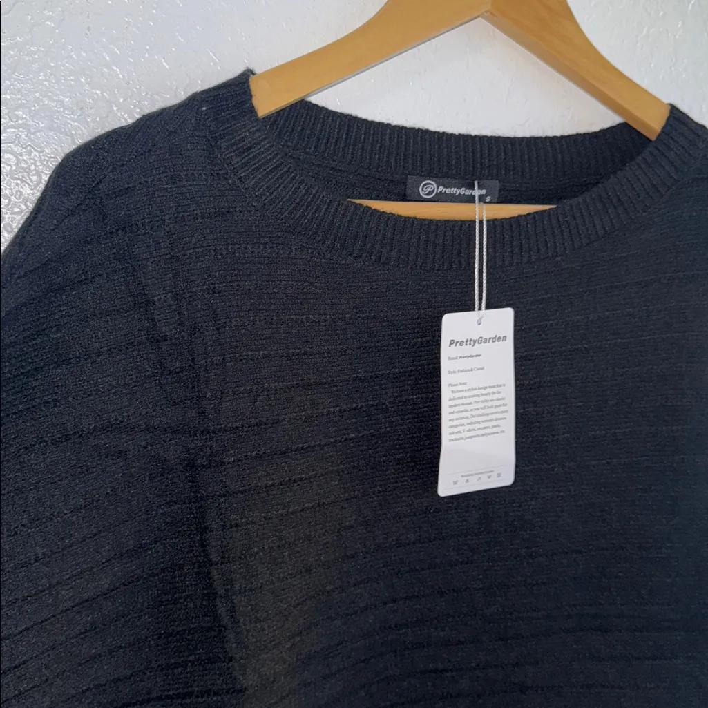 Prettygarden Black Women's knit ribbed Crew Neck Sweater top - Image 8