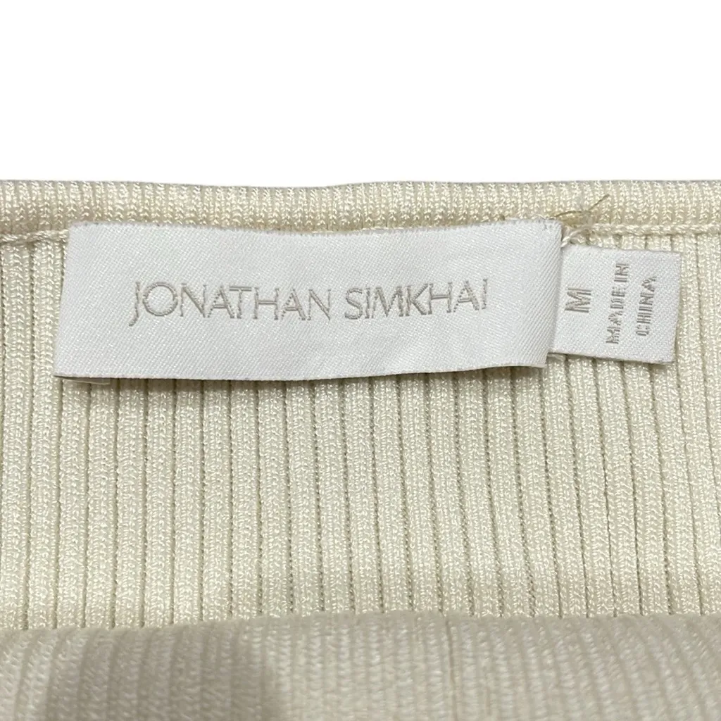 Jonathan Simkhai Ribbed Halter Top‎ Off White Size Medium - Image 3