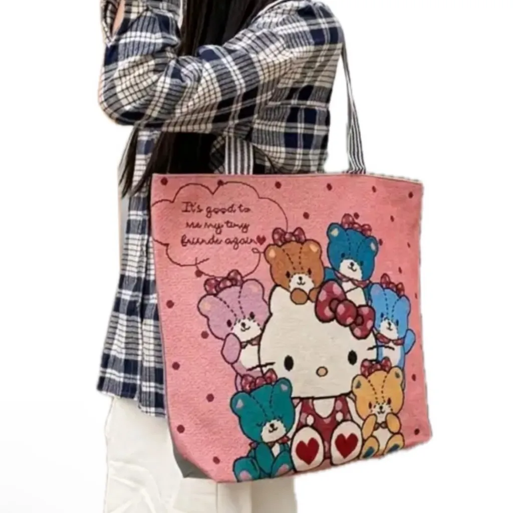 Hello Kitty NWOT Large  & Teddy Bears Zip Tote Bag - Image 4