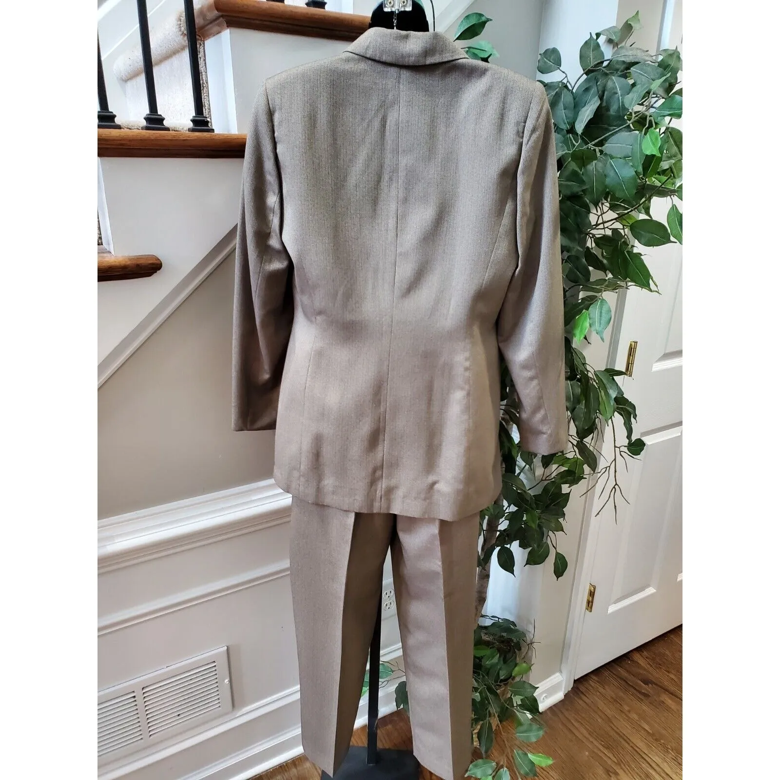 Morton Bernard Women Brown Polyester Single Breasted Blazer & Pant 2 Pcs Suit 10 - Image 9