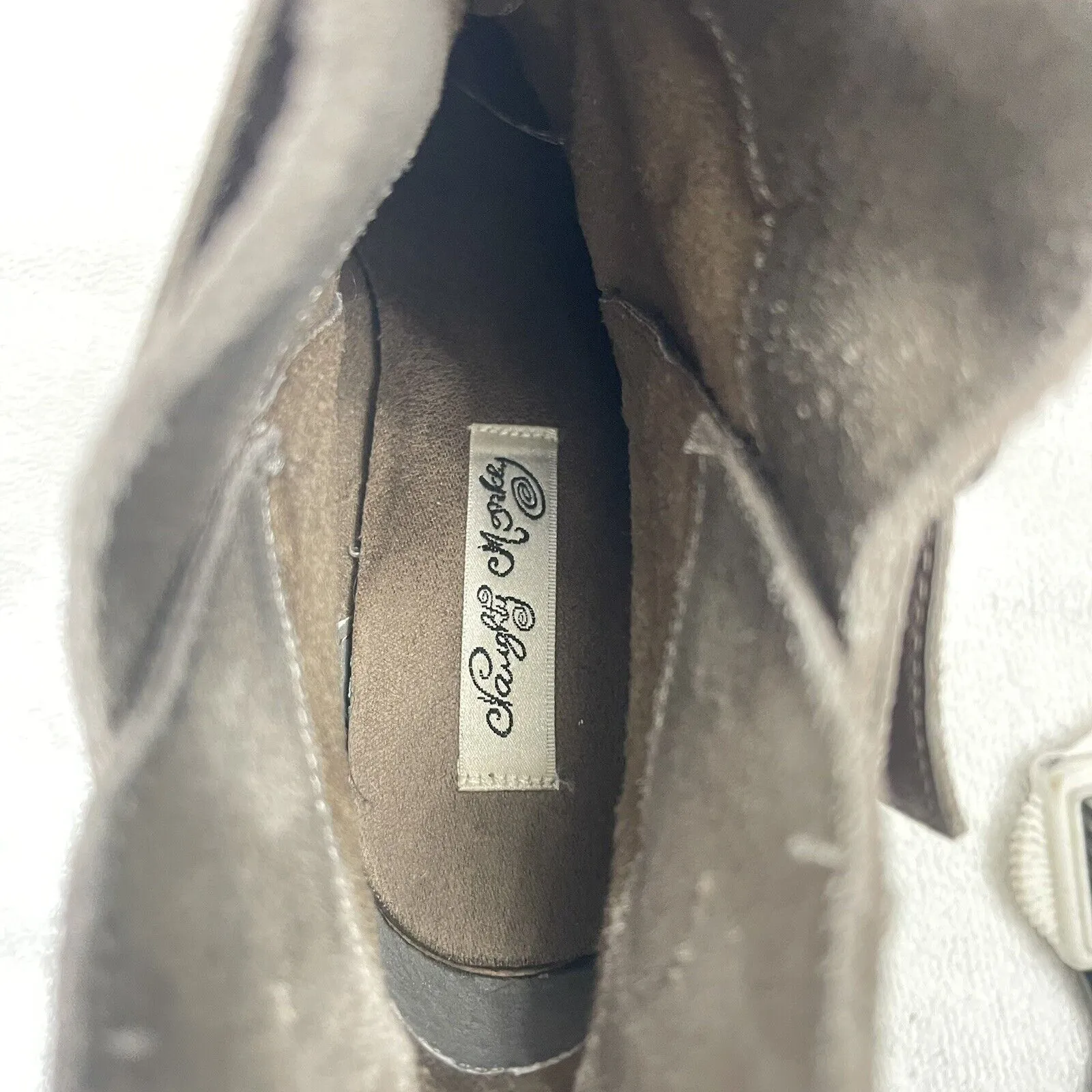 NAUGHTY MONKEY TAUPE LEATHER WILD WINK FRINGE STRAPPY ANKLE BOOTS BOOTIES 8.5 - Image 9