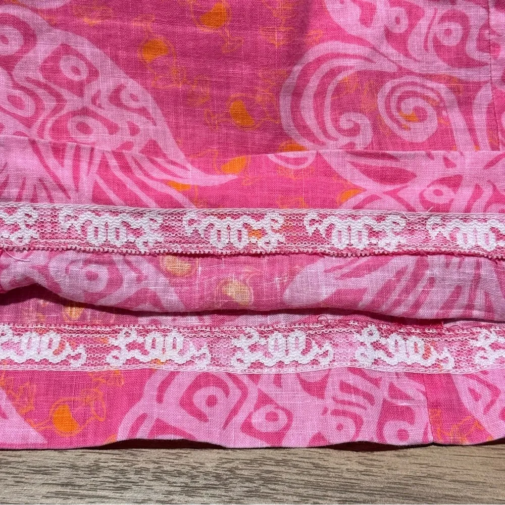 Lilly Pulitzer Size 2 Pink Pineapple Cocktail Linen Cotton Shift Dress Vacation - Image 6