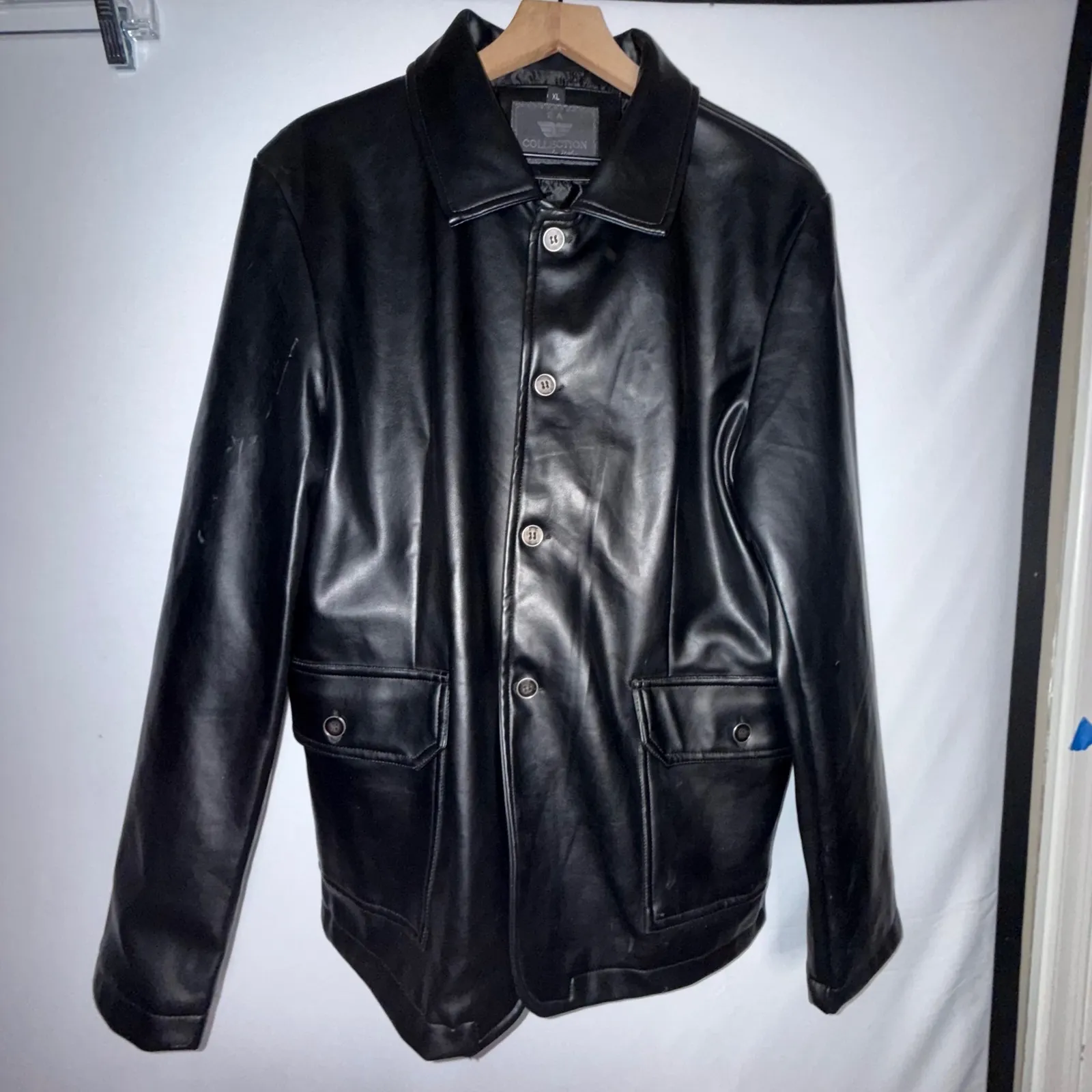 Dark Academia EA Collection Moda Italy Black Leather Jacket Womens Mob Wife XL - Image 3
