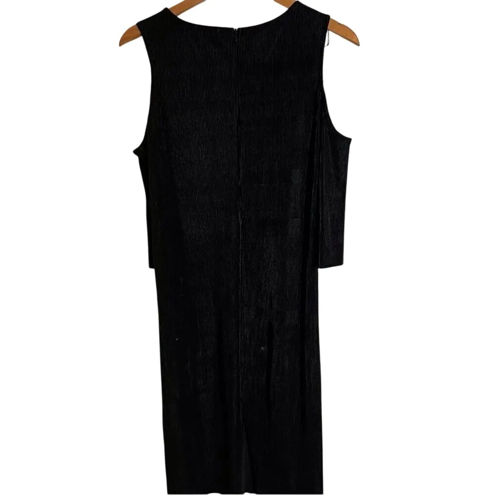 Bishop and Young Cold Shoulder Pencil Dress, Size Small Formal Wear Black Gray - Image 2