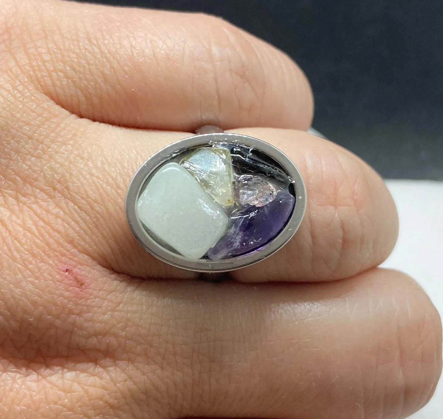 Mix gems stainless steel ring - size 7.75 - Image 3