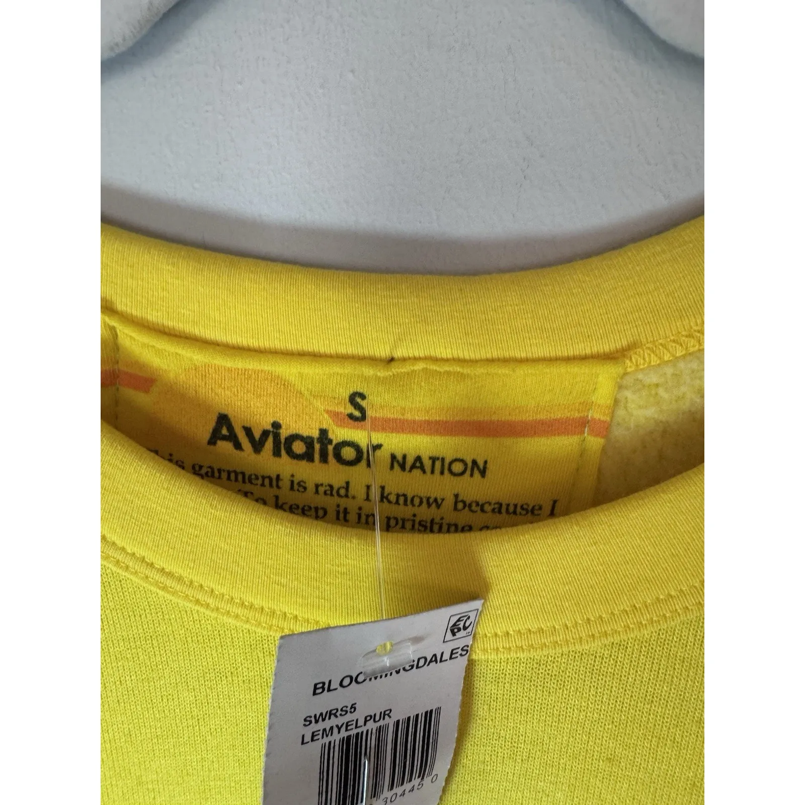 AVIATOR NATION Five Stripe Crewneck Sz S Sweatshirt & Pants Sz M Yellow NWT - Image 8