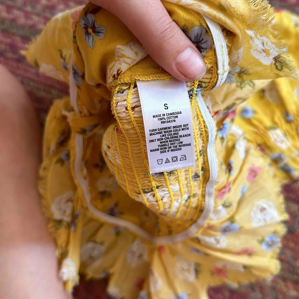 AEROPOSTALE YELLOW FLORAL PUFF SLEEVE CROP TOP COUNTRY WESTERN - Image 5