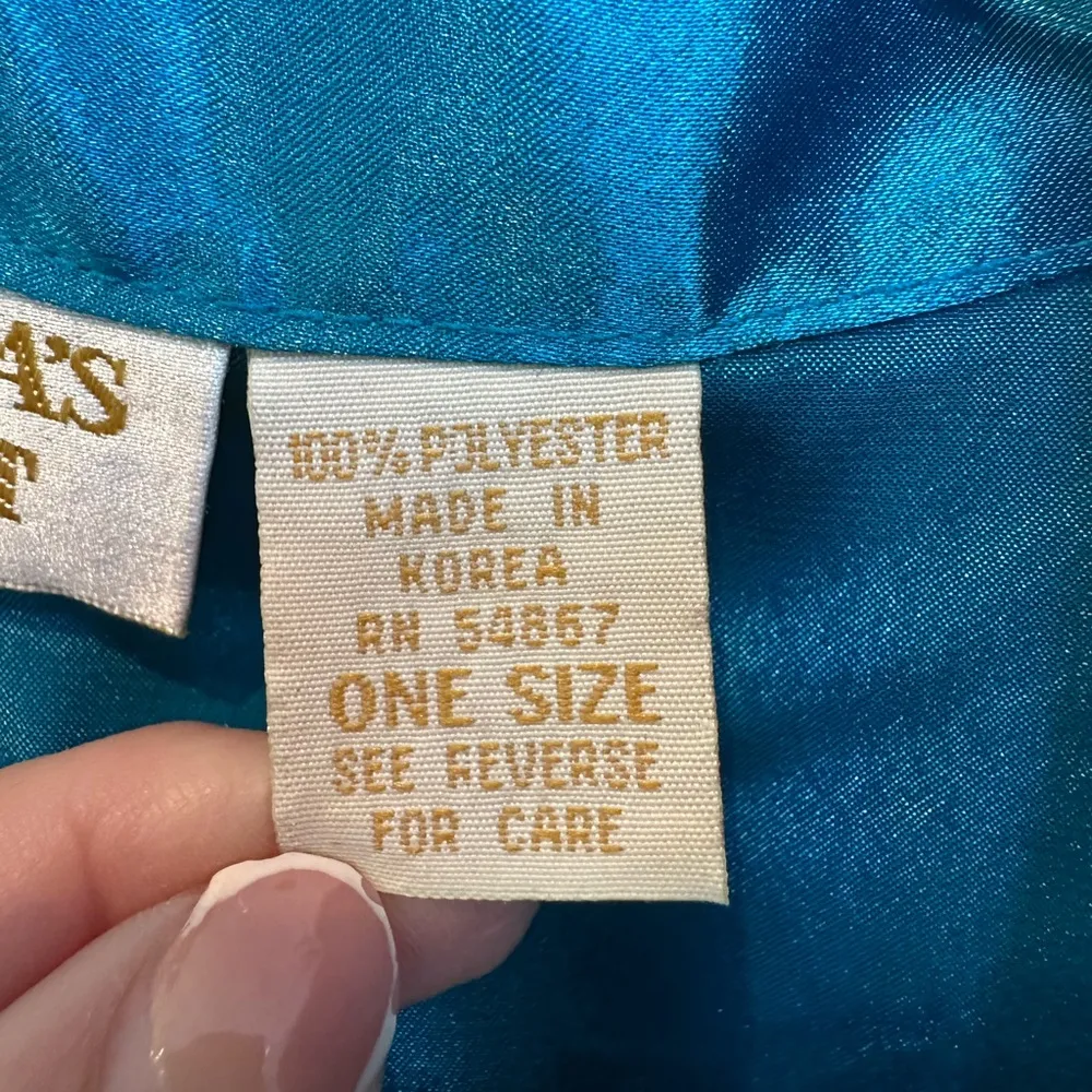 Vintage Victoria’s Secret Gold Label Nighty & Robe Set Size Medium M Ocean Blue - Image 13