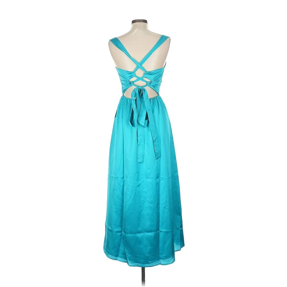 Show Me Your Mumu Mina Midi Dress in Teal Luxe Satin M NWT - Image 7