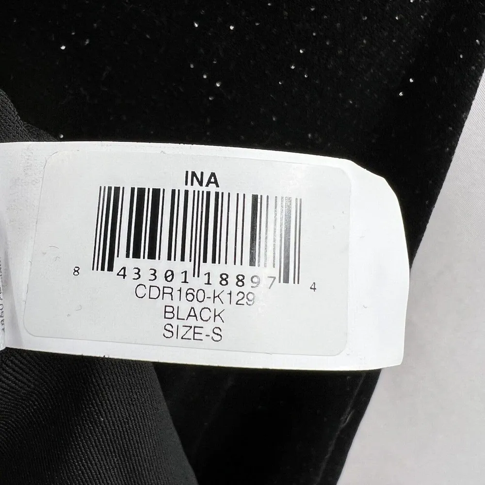 Cosmopolitan x Dress the Population Dress Black Sparkle V Neck Flare Small New - Image 6