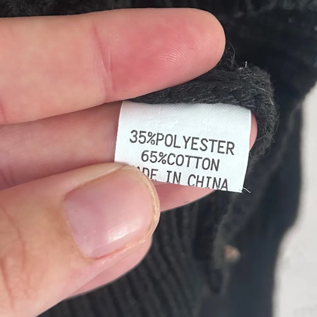 🦋 Striped Tan White Gray Black Sweater Gold Metallic Stitching Fall Casual Brown Size M - Image 3