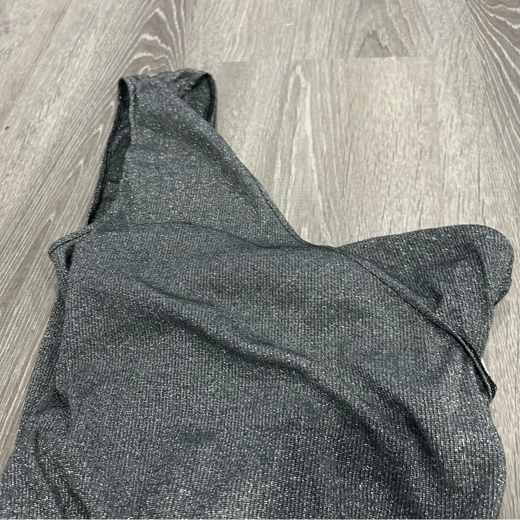 Revolve Silver Shimmer One Shoulder Bodysuit - Image 3