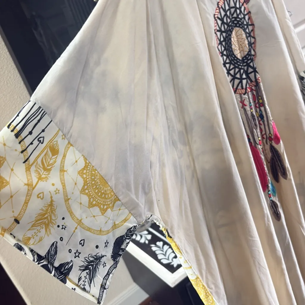 Bohemian Embroidered Kaftan with Dreamcatcher Design Black Size undefined - Image 3