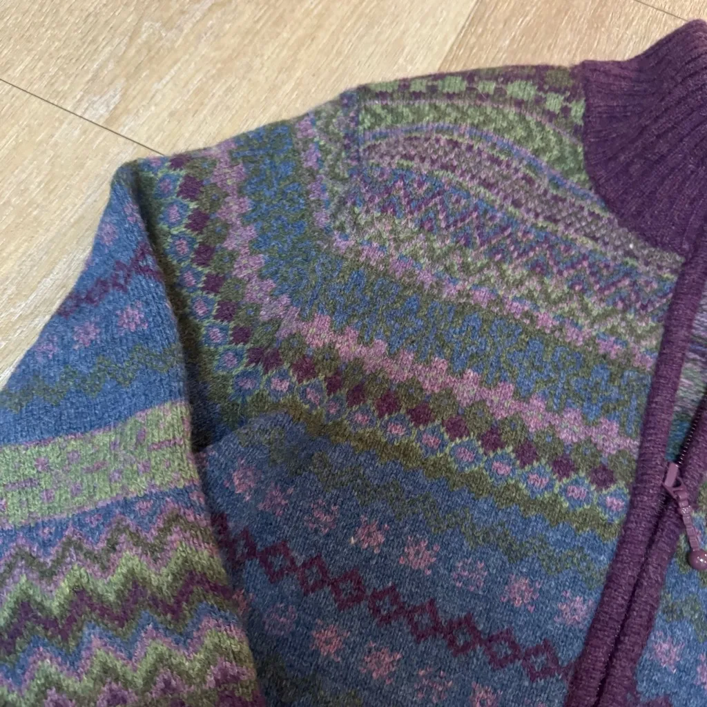 Woolrich  Purple Multicolor Patterned Zip Up Sweater - Image 3