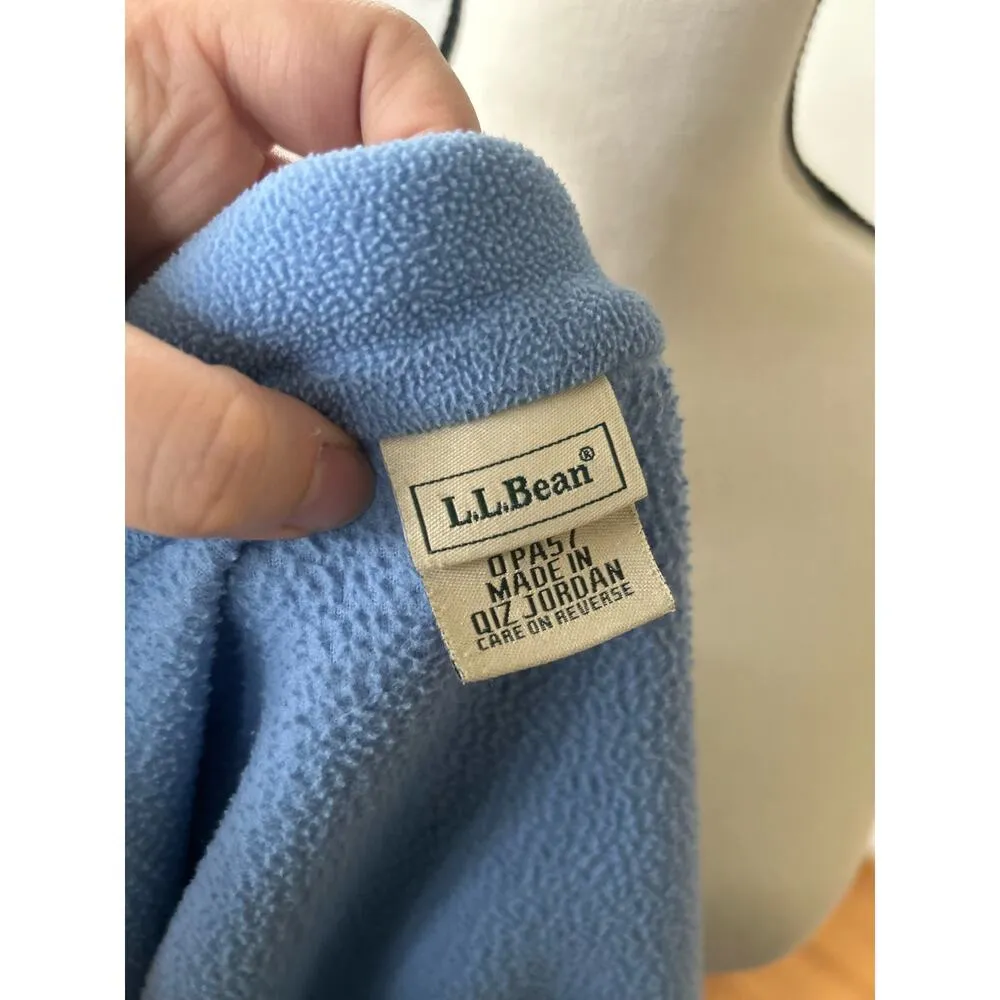 Vintage L.L. Bean Blue Nordic Edelweiss Printed Zippered Fleece - Image 5