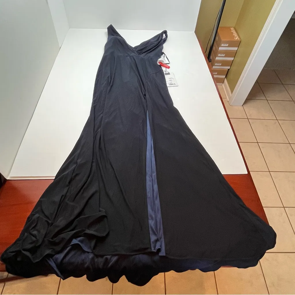 Mac Duggal Sleeveless V Neck Jersey Gown Style# 12336 Womens SZ 12 Midnight NEW‎ - Image 15