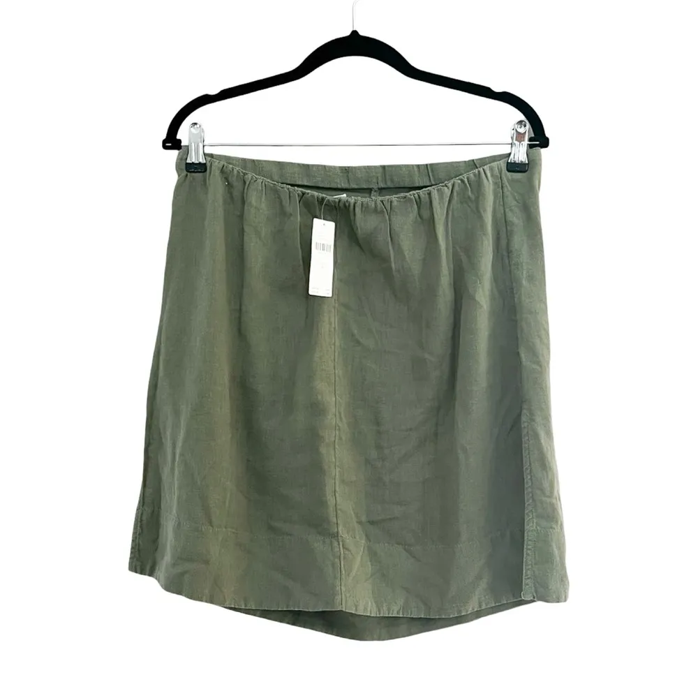 NWT ANTHROPOLOGIE Strapless Linen Sage Green Top Sz M - Image 4