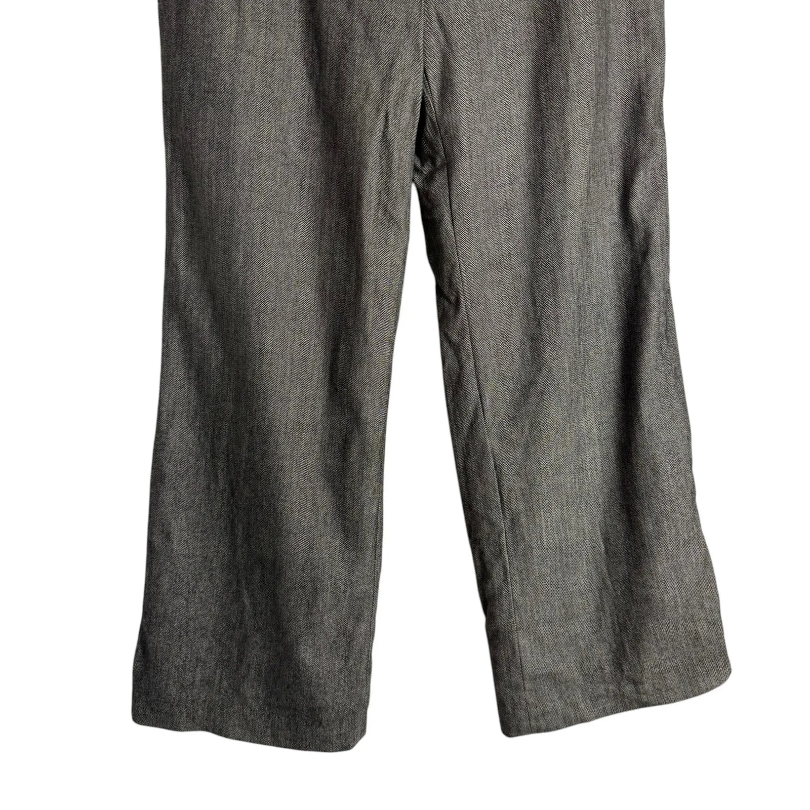 Ann Taylor LOFT Black White Herringbone Twill Wool Blend Wide Leg Trouser Pant 8 - Image 3