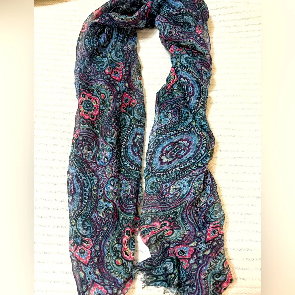 Large/Rectangle Cotton On Multicolor Paisley Scarf - Image 2
