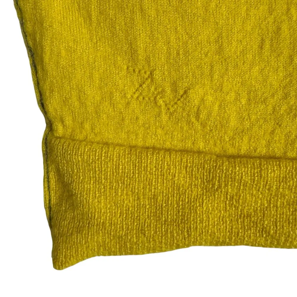Zadig & Voltaire Yellow Merino Wool Short Sleeve Scoop Neck Knit Sweater Top XS - Image 7