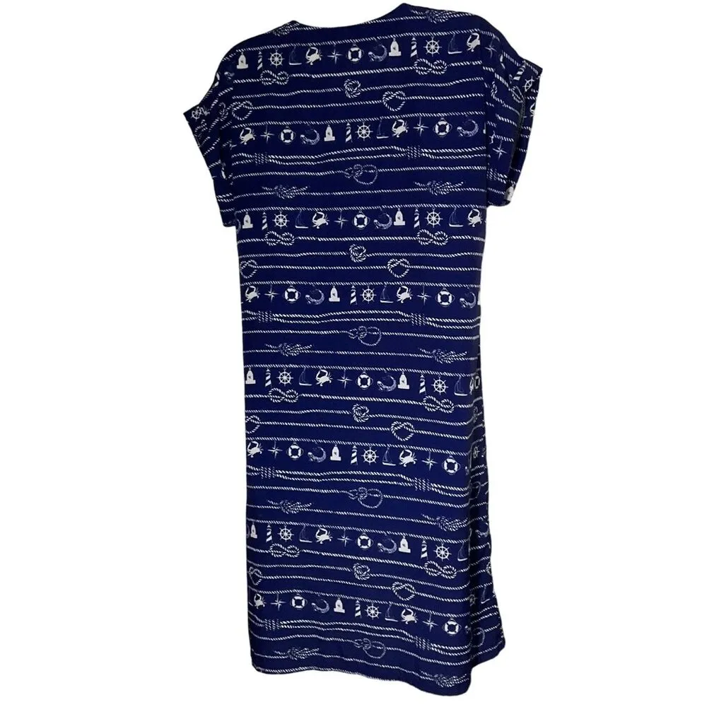 Kaeli Smith Nautical Print Navy Blue Dress S resort wear cruise vacation coverup - Image 6