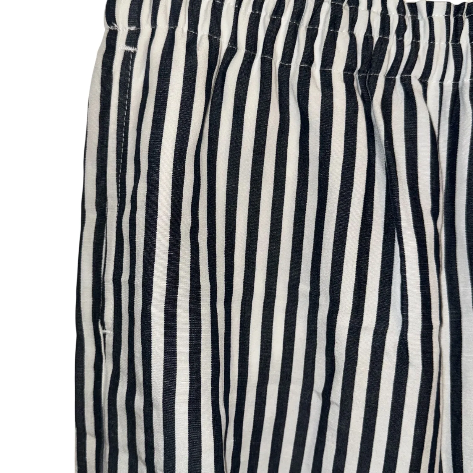 FIFTEEN TWENTY Womens Wide Leg Pants Black White Stripe Elastic Waist NWT Size M - Image 3