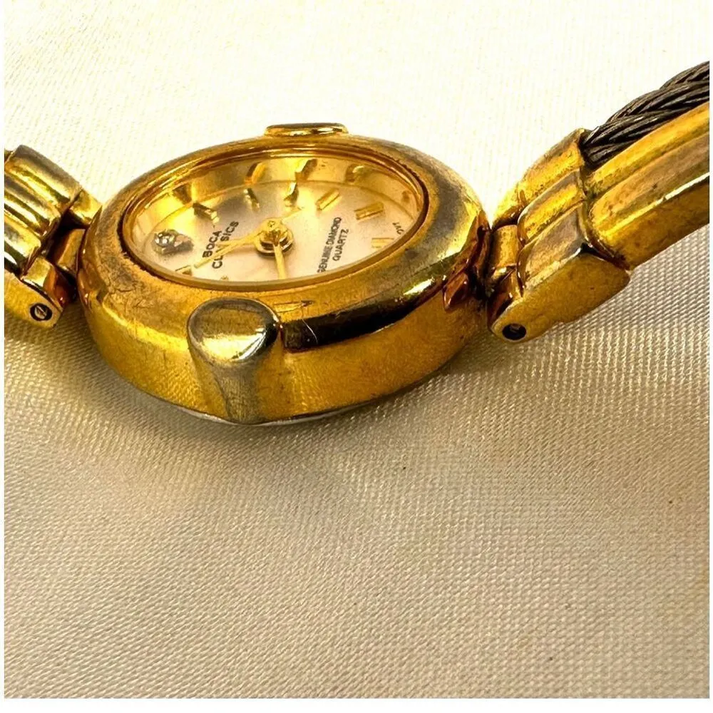 Boca Classics genuine diamond quartz watch Gold - Image 8