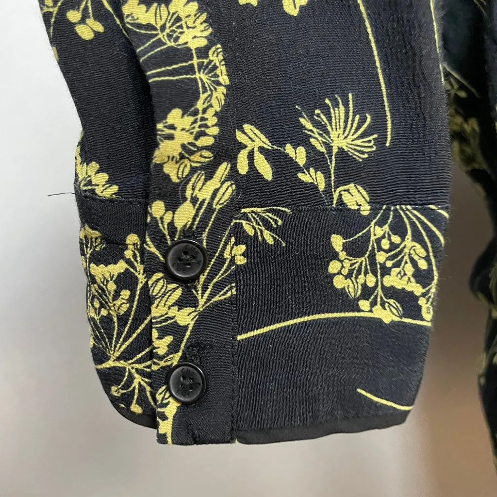 Cue Blouse Black Floral Artistic Mending FLAWS‎ Black Long Sleeve Size 8 Women - Image 10