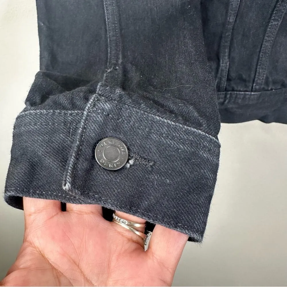 Everlane Jean Jacket Womens Small Black Cotton Denim Button Up Coat - Image 4