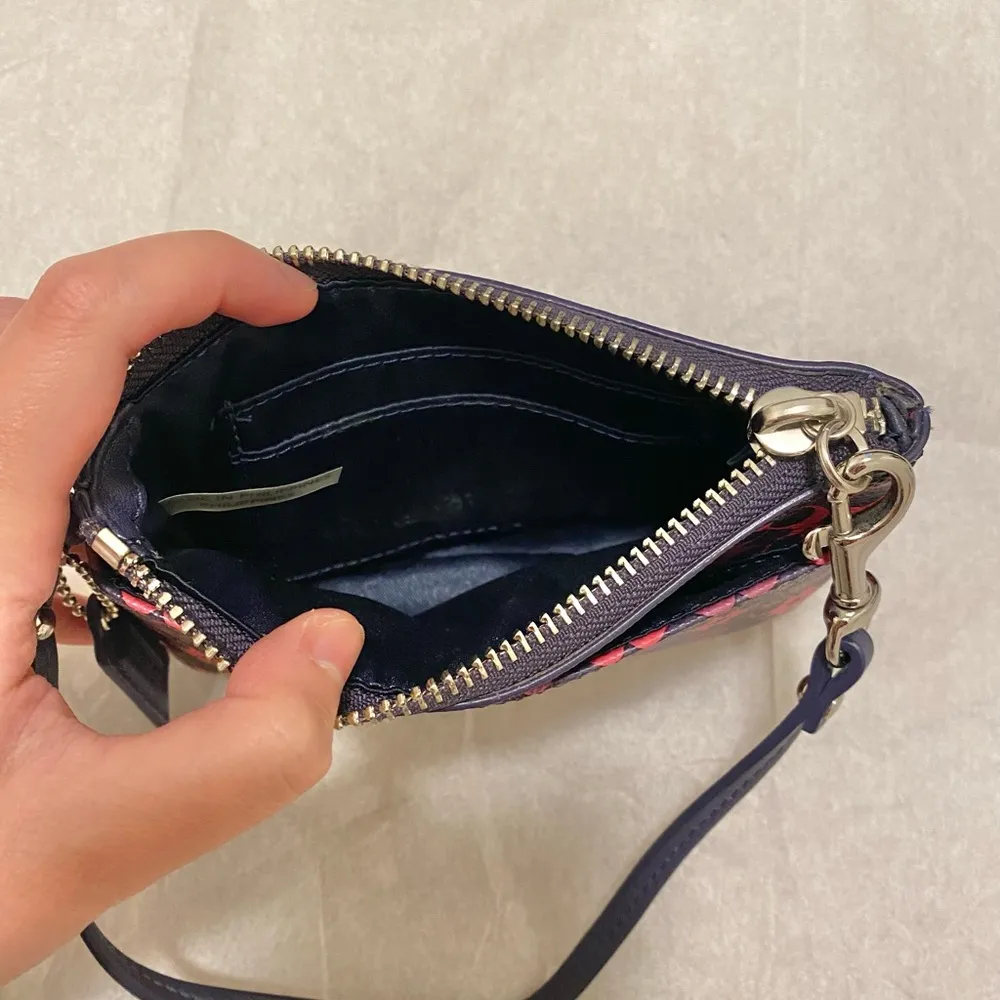 Coach wristlet wallet pouch with signature logo red dark blue - Image 5