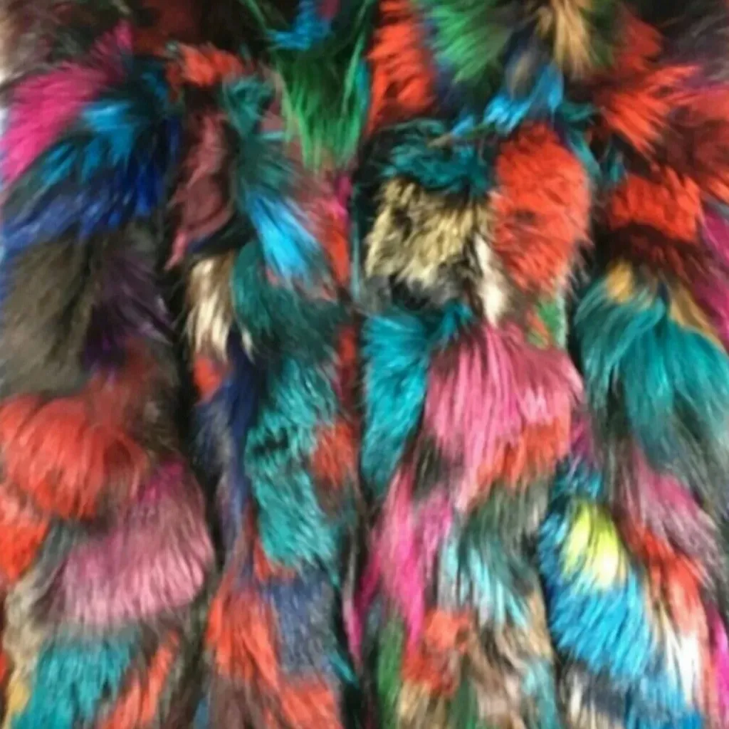 Popski Olive Green Bomber Jacket Rainbow Faux Fur Trim Multicolor Lining Women M Size 6 - Image 7