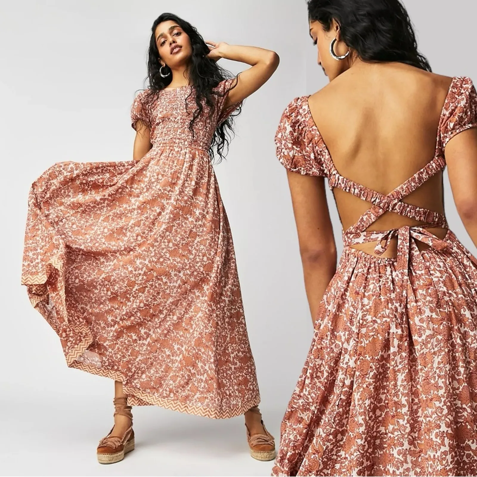 Free People Ultraviolet Maxi Dress Small Prairie Dainty Cottage Bohemian Fall - Image 4