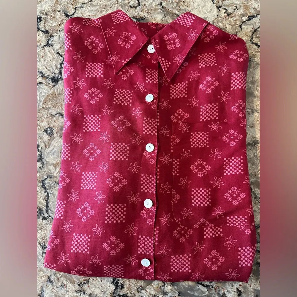 Villager Sport Blouse Size Small Liz Claiborne Long Sleeve Shirt Beet New Sz S - Image 8