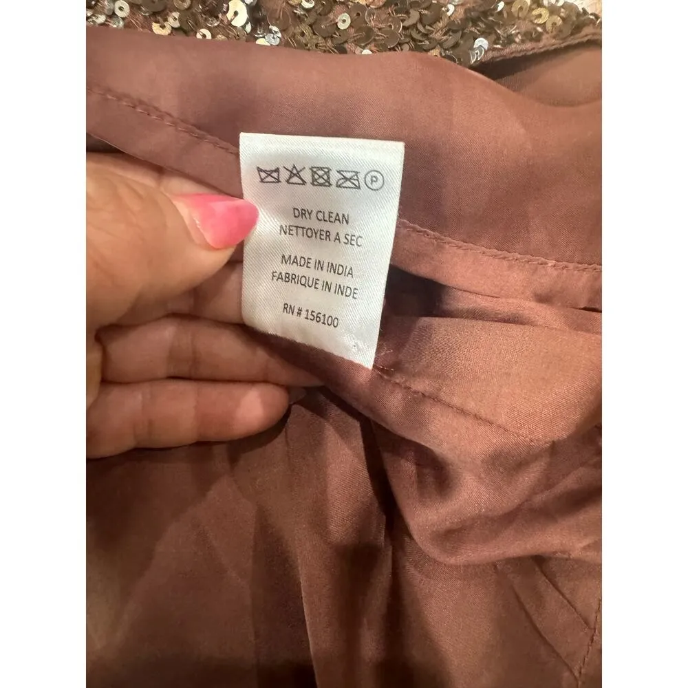 RETROFÊTE AUBRIELLE SEQUINED MINI COCKTAIL DRESS IN BROWN MIX size small - Image 10