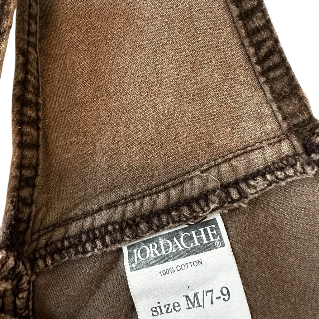 Jordache Vintage 90s Y2K Carpenter Overalls Chocolate Velvet Fall Size 7/9 M - Image 7
