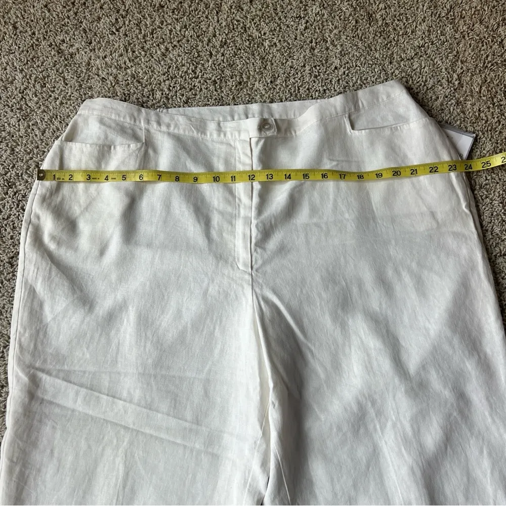 NWT Sag Harbor Woman Linen Crop Pants Size 20W Beadwork Embroidery Cream R11 - Image 8